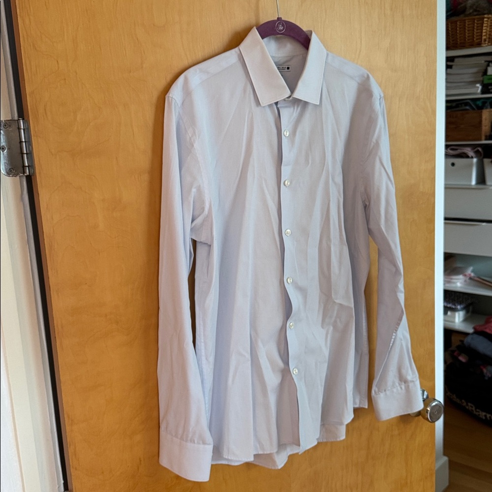 Men’s Zara bluish white button down shirt